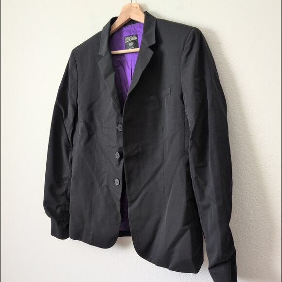 Vintage Jean Paul Gaultier Womens Blazer 10 Black 80s Lined Button Jacket Silk - Picture 13 of 15